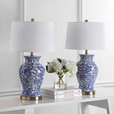 Alona Blue and White Table Lamp Set of 2