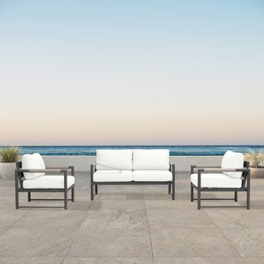 Alto 3 Piece Loveseat Set In Canvas Natural and Slate