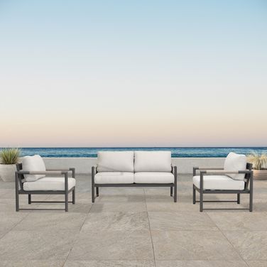 Alto 3 Piece Loveseat Set In Cast Silver and Slate