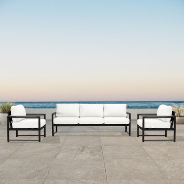 Alto 3 Piece Sofa Club Chair Set In Canvas Natural and Black