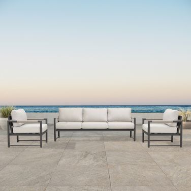 Alto 3 Piece Sofa Club Chair Set In Cast Silver and Slate