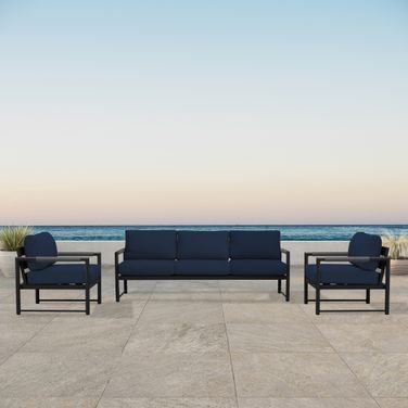 Alto 3 Piece Sofa Club Chair Set In Spectrum Indigo and Black