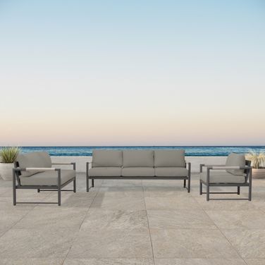 Alto 3 Piece Sofa Loveseat Set In Canvas Charcoal and Slate