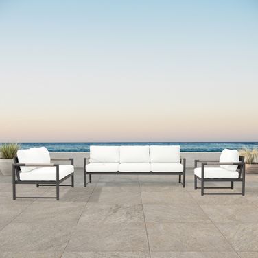 Alto 3 Piece Sofa Loveseat Set In Canvas Natural and Slate