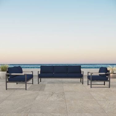 Alto 3 Piece Sofa Loveseat Set In Spectrum Indigo and Slate