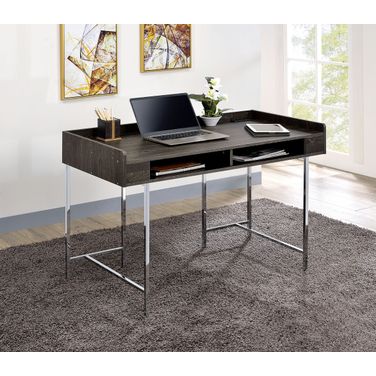 Alvin Writing Desk In Brown and Chrome