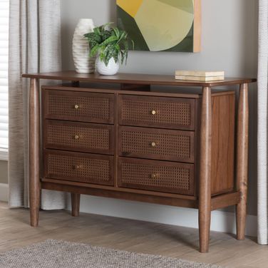 Alyssa Wood 6-Drawer Dresser In Walnut Brown
