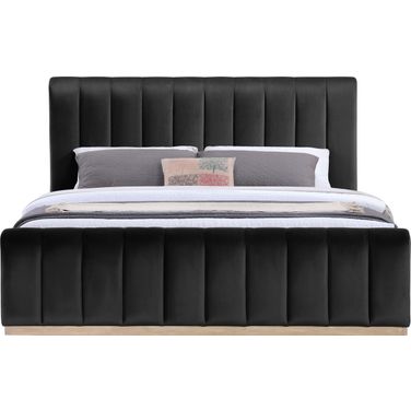 Amara Velvet Upholstered King Bed In Black