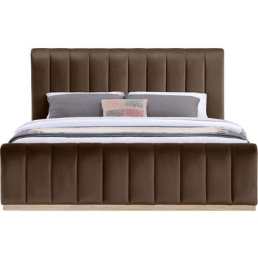 Amara Velvet Upholstered King Bed In Brown
