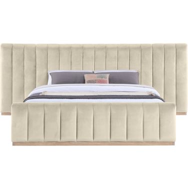 Amara Velvet Upholstered King Bed In Cream