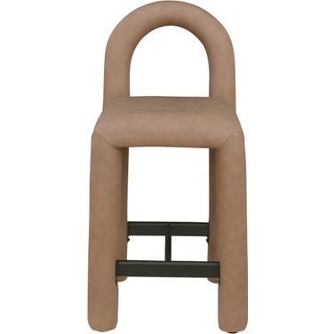 Amari Vegan Leather Stool In Brown