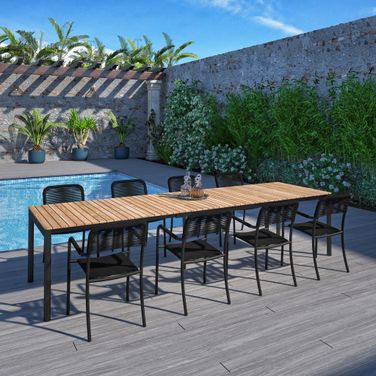 Amazonia Barcelona 9 Piece Extendable Patio Dining Set In Black