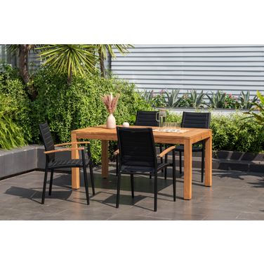 Amazonia Beijing 5 Piece Rectangular Patio Dining Set In Black