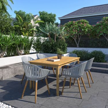 Amazonia Billy 7-Piece Rectangular Patio Dining Set In Grey