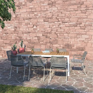 Amazonia Bob 9-Piece Rectangular Patio Dining Set In Grey