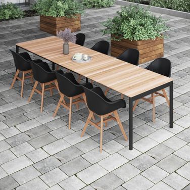 Amazonia Boston 9 Piece Extendable Patio Dining Set In Black