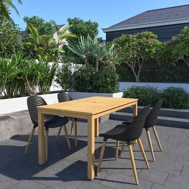 Amazonia BreezyPalm 5-Piece Rectangular Patio Dining Set In Black