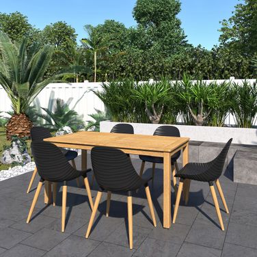 Amazonia BreezyPalm 7-Piece Rectangular Patio Dining Set In Black