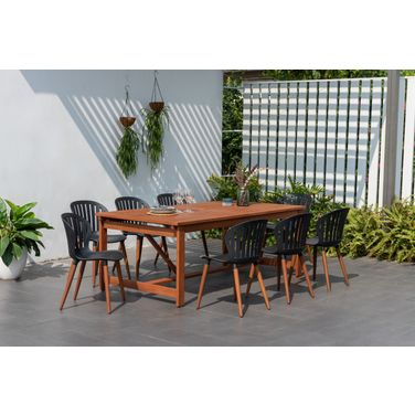 Amazonia CityScape 9-Piece Rectangular Patio Dining Set In Black