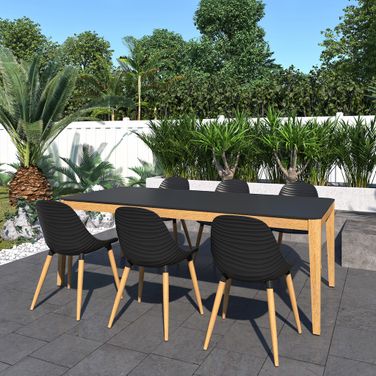 Amazonia CoconutCove 7-Piece Rectangular Patio Dining Set In Black