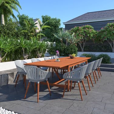 Amazonia Demogorgon 11-Piece Rectangular Patio Dining Set In Grey