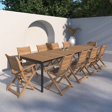 Amazonia Dubai 11 Piece Extendable Patio Dining Set In Natural