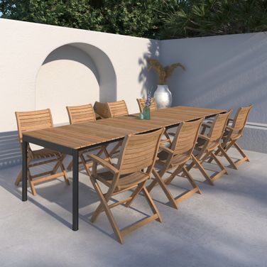 Amazonia Dubai 9 Piece Extendable Patio Dining Set In Natural