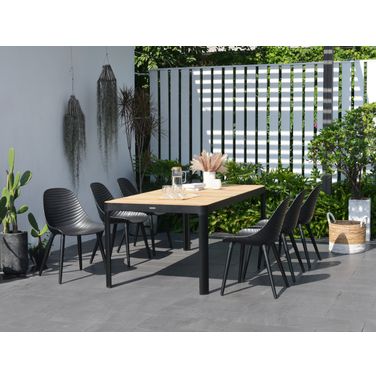 Amazonia Egipt 7 Piece Rectangular Patio Dining Set In Black