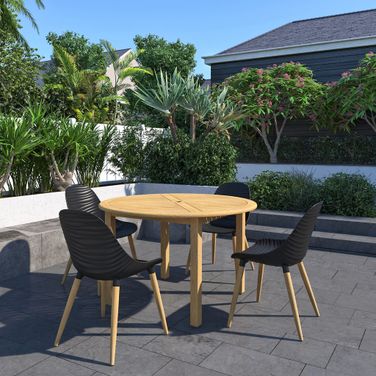 Amazonia IslandGlow 5-Piece Round Patio Dining Set In Black