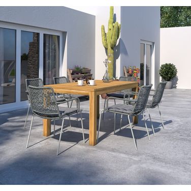 Amazonia Joyce 7-Piece Rectangular Patio Dining Set In Grey