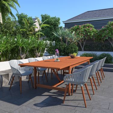 Amazonia Joyce 9-Piece Rectangular Patio Dining Set In Grey