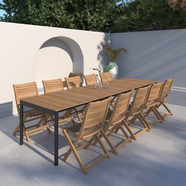 Amazonia Lisboa 11 Piece Extendable Patio Dining Set In Natural