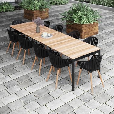 Amazonia Liverpool 11 Piece Extendable Patio Dining Set In Black