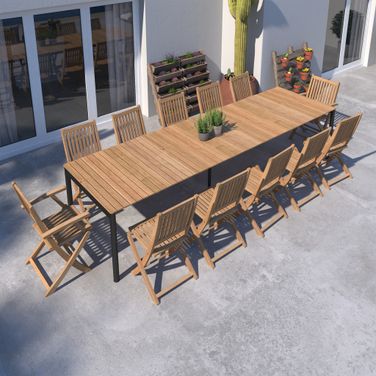 Amazonia London 11 Piece Extendable Patio Dining Set In Natural