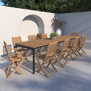 Amazonia London 9 Piece Extendable Patio Dining Set In Natural
