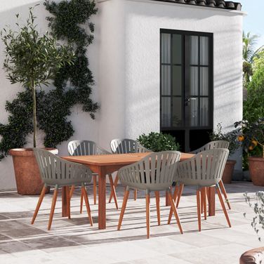 Amazonia Lucas 7-Piece Rectangular Patio Dining Set In Grey