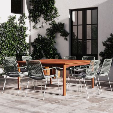 Amazonia Lucas 9-Piece Square Patio Dining Set In Grey