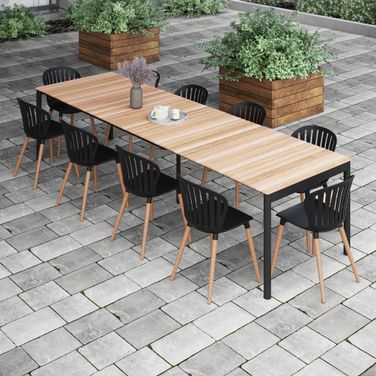 Amazonia Manchester 11 Piece Extendable Patio Dining Set In Black