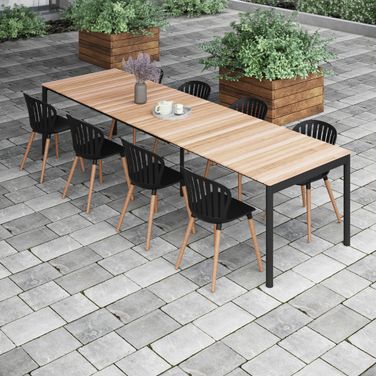 Amazonia Manchester 9 Piece Extendable Patio Dining Set In Black