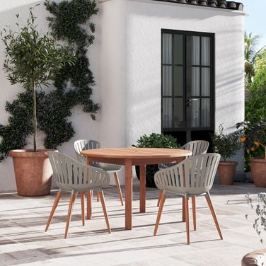 Amazonia Max 5-Piece Round Patio Dining Set In Grey