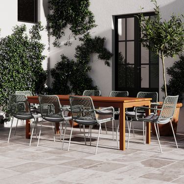 Amazonia Max 9-Piece Rectangular Patio Dining Set In Grey