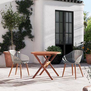 Amazonia Mews 3-Piece Round Patio Dining Set In Grey