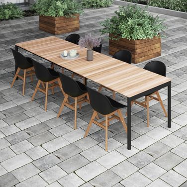 Amazonia Milan 9 Piece Extendable Patio Dining Set In Black