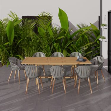 Amazonia Mind Flayer 9-Piece Rectangular Patio Dining Set In Grey