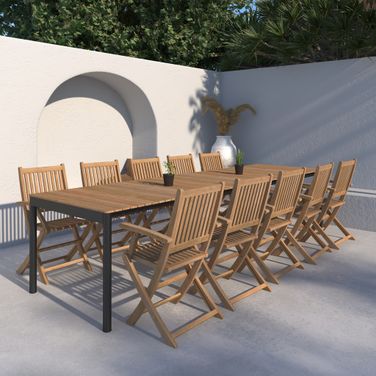 Amazonia Munich 11 Piece Extendable Patio Dining Set In Natural