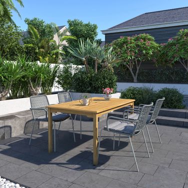 Amazonia Nancy 7-Piece Rectangular Patio Dining Set In Grey