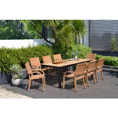 Amazonia NatureVista 9-Piece Rectangular Patio Dining Set In Natural