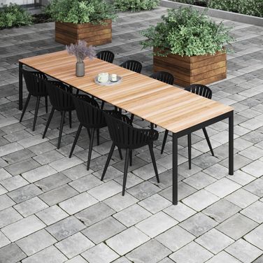 Amazonia Netherland 9 Piece Extendable Patio Dining Set In Black