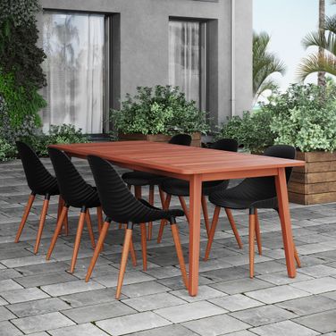 Amazonia OceanVibes 7-Piece Rectangular Patio Dining Set In Black