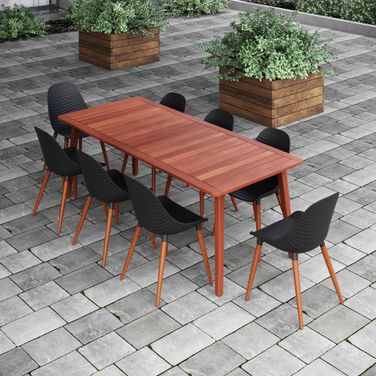Amazonia OceanVibes 9-Piece Rectangular Patio Dining Set In Black